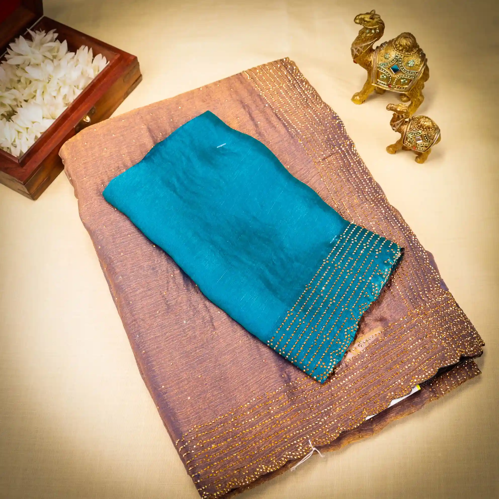 Space Silk Saree with Contrast Blouse