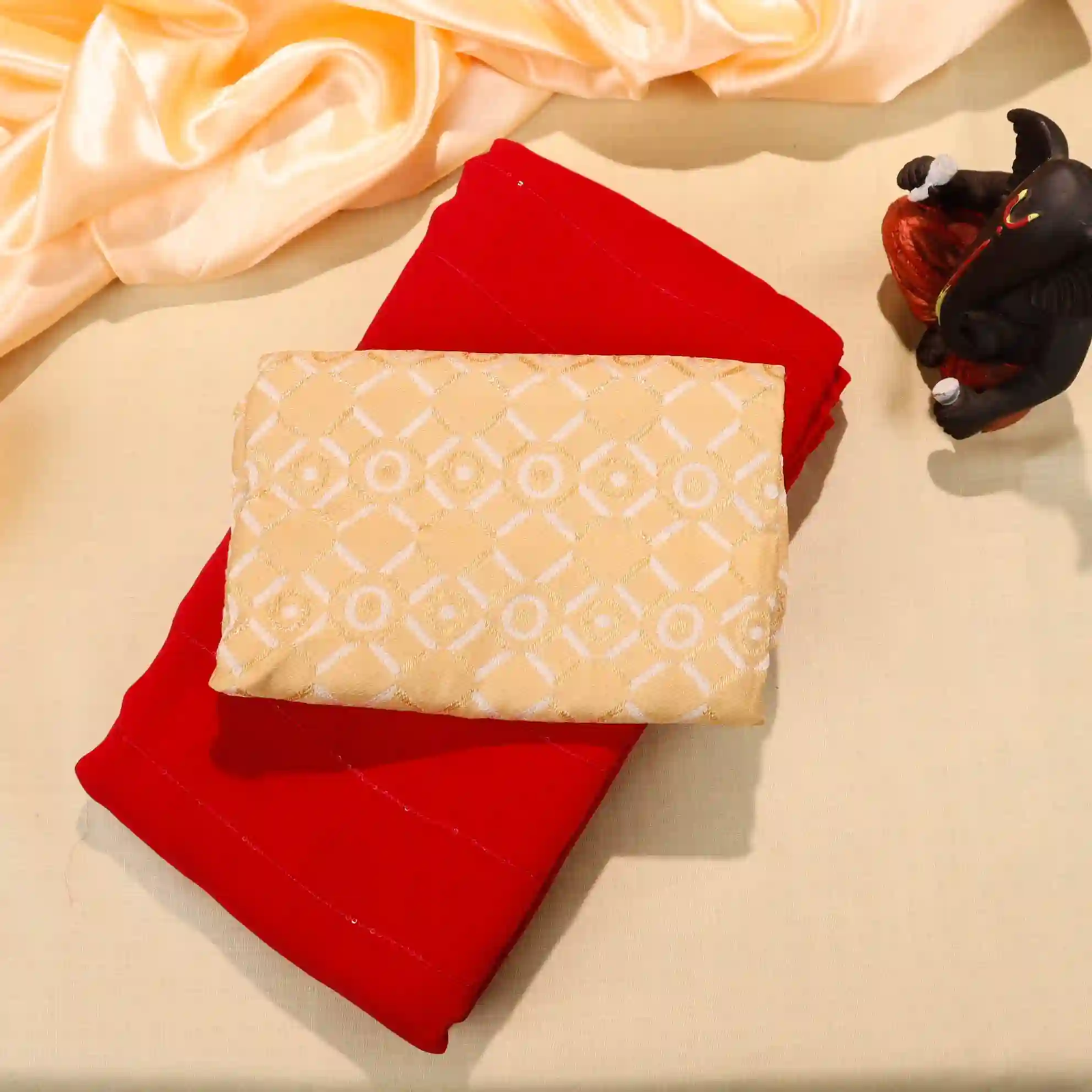 Georgette Sequin Saree with Printed Cotton Blouse