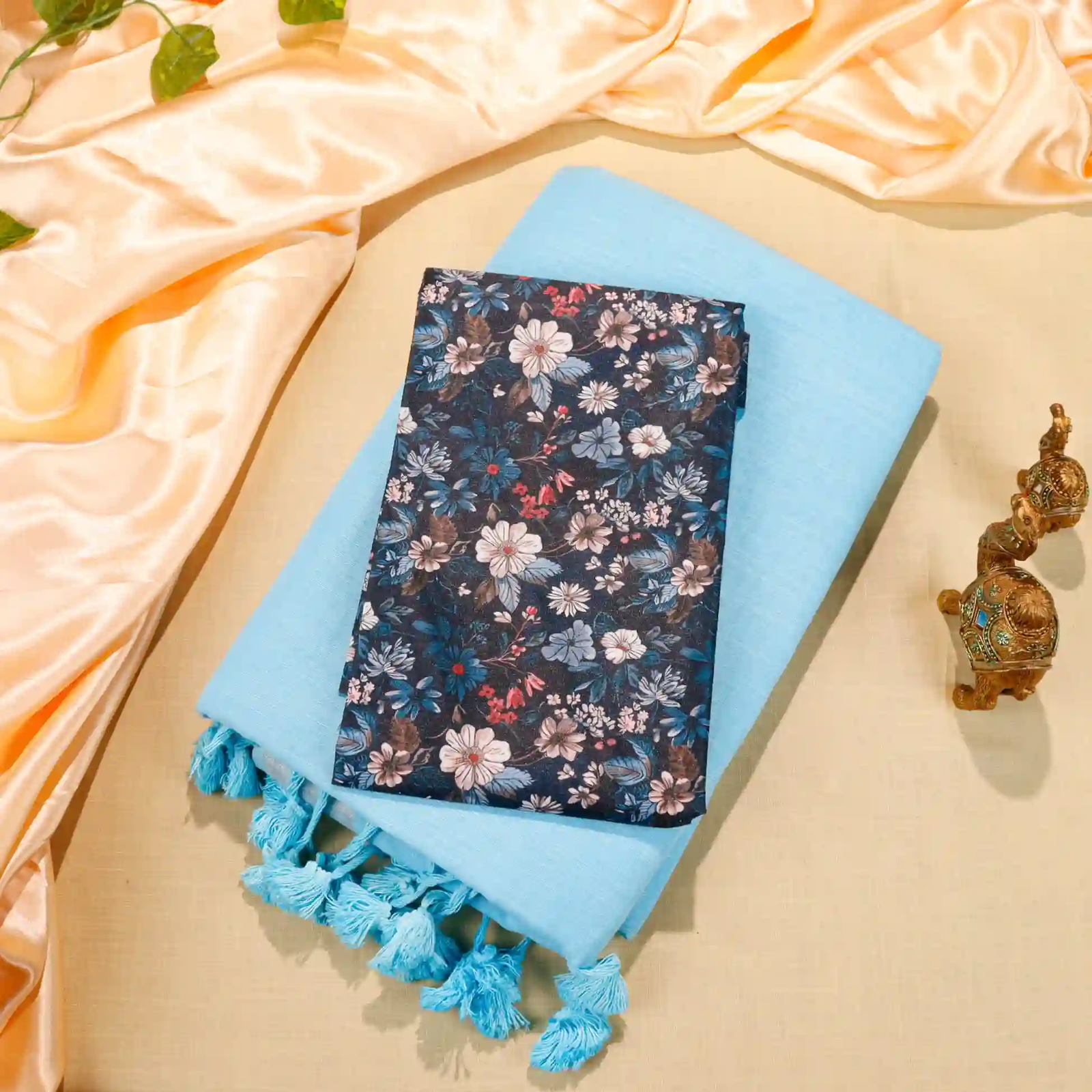 Plain Cotton Saree with Designer Blouse