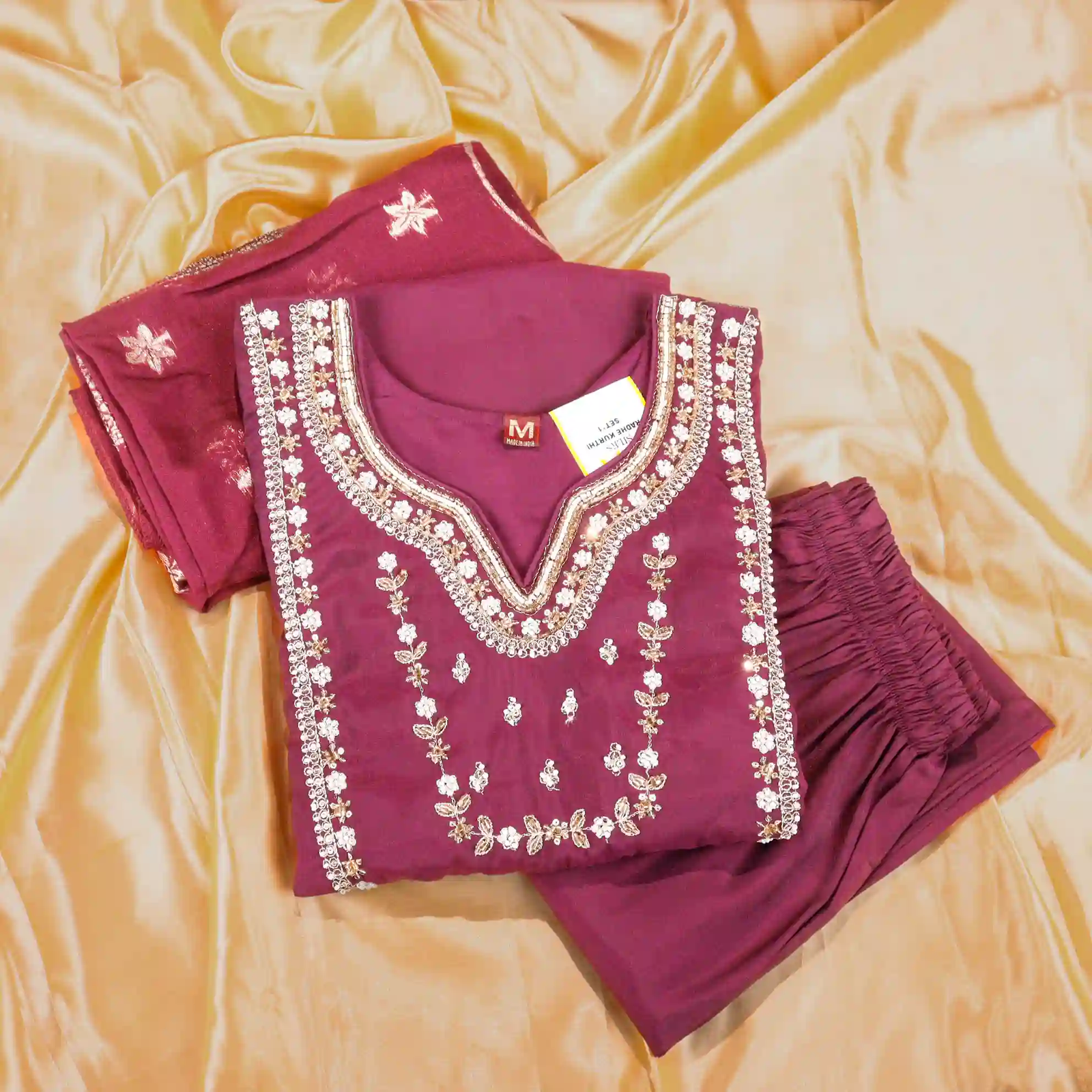 Soft Tissue Satin Kurti Set