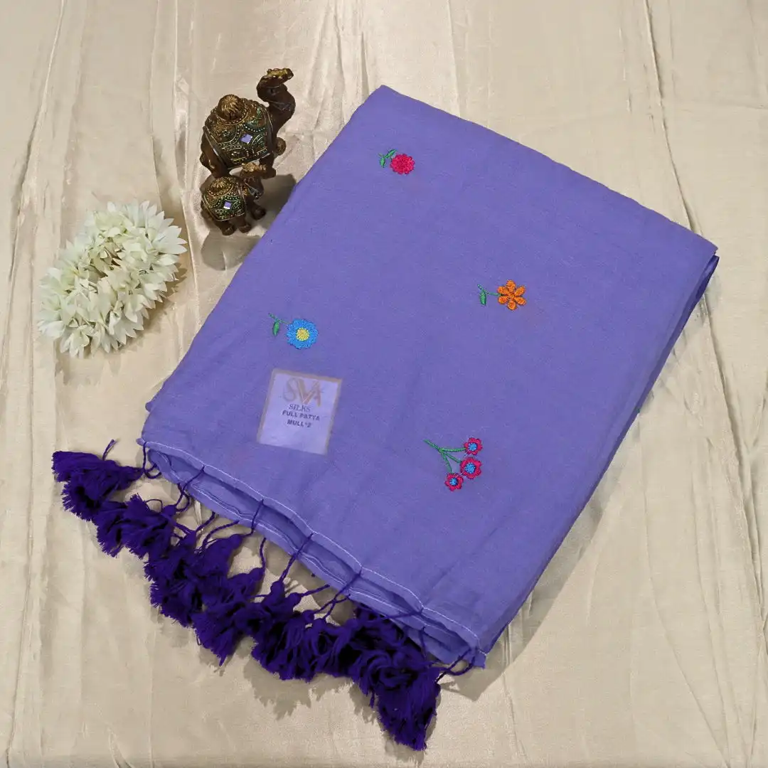 Mul Cotton Saree with Floral Butta Design