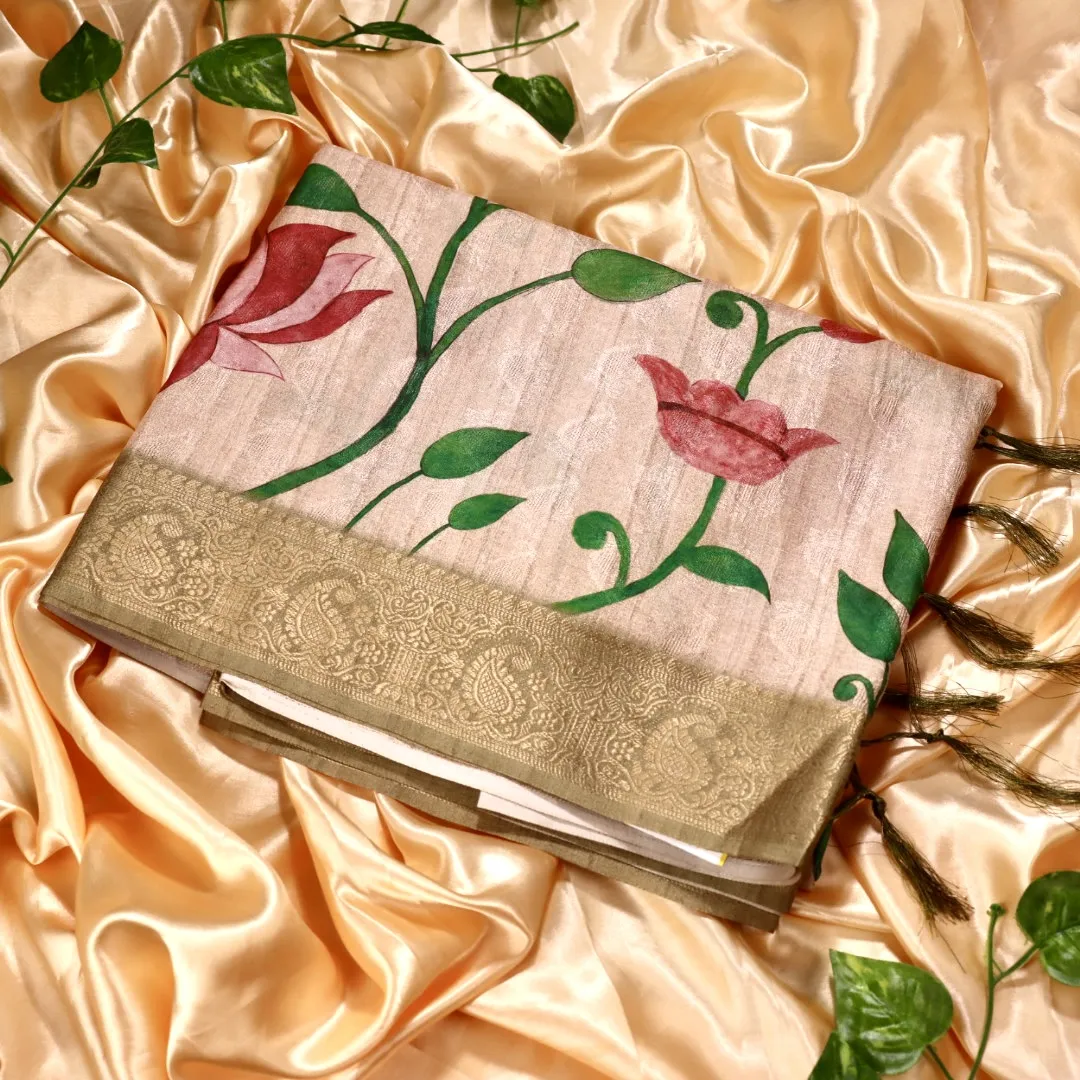 Tussar Floral Print Saree